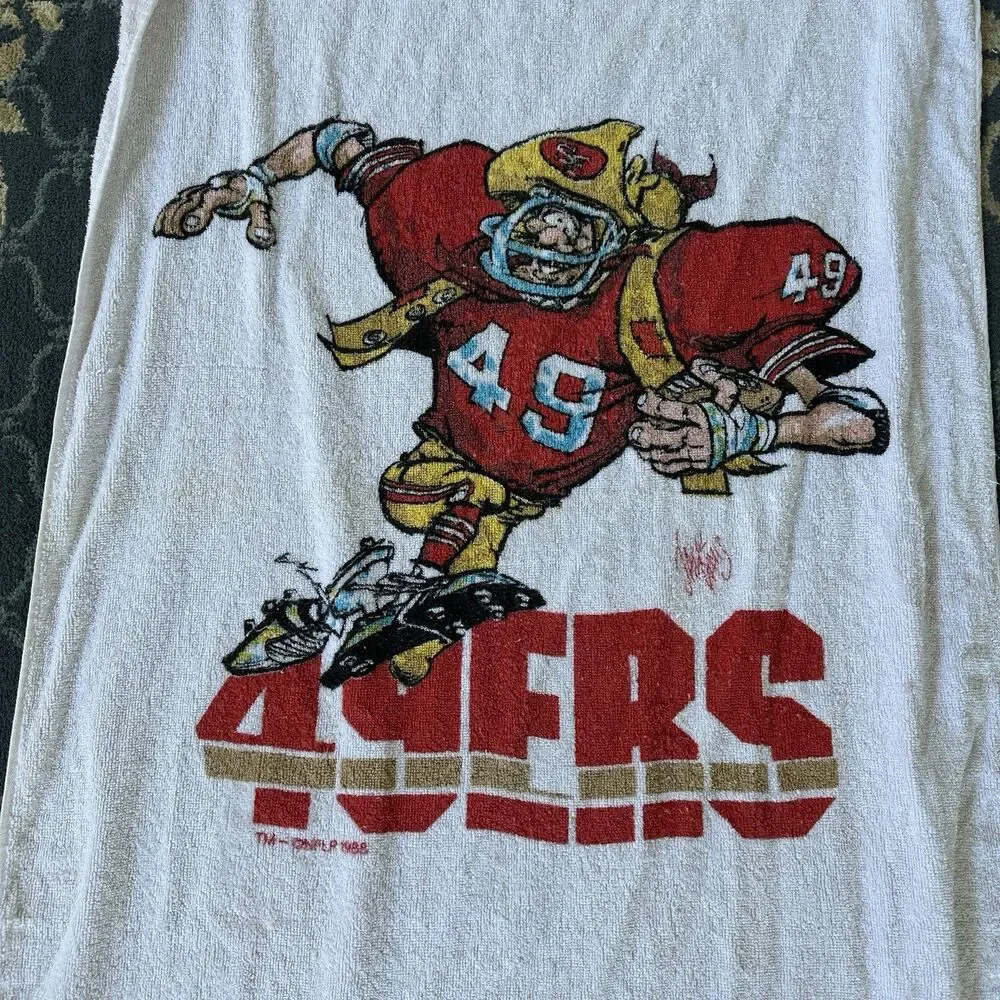 Vintage San Francisco 49ers Beach Towel Jack‎ Davis 1988 NFL Rare 58x28”